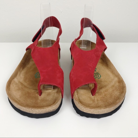 Comfortfusse Felecia Red Leather Cork Sandals 38 - Picture 3 of 10